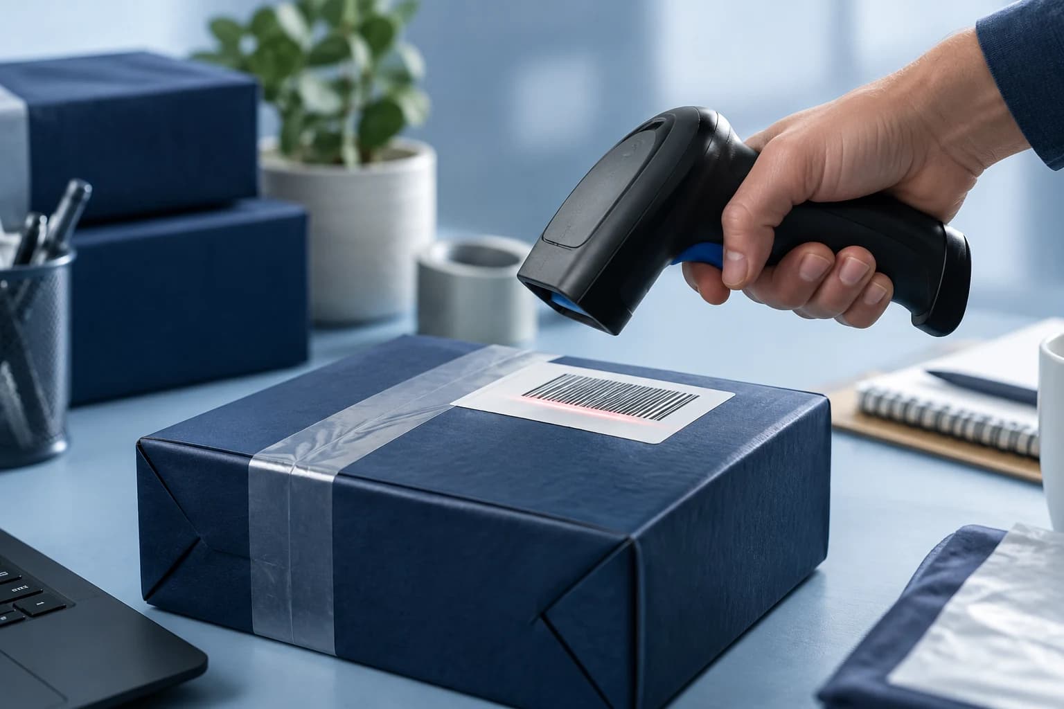 Barcode scanning concept for automated parcel data entry