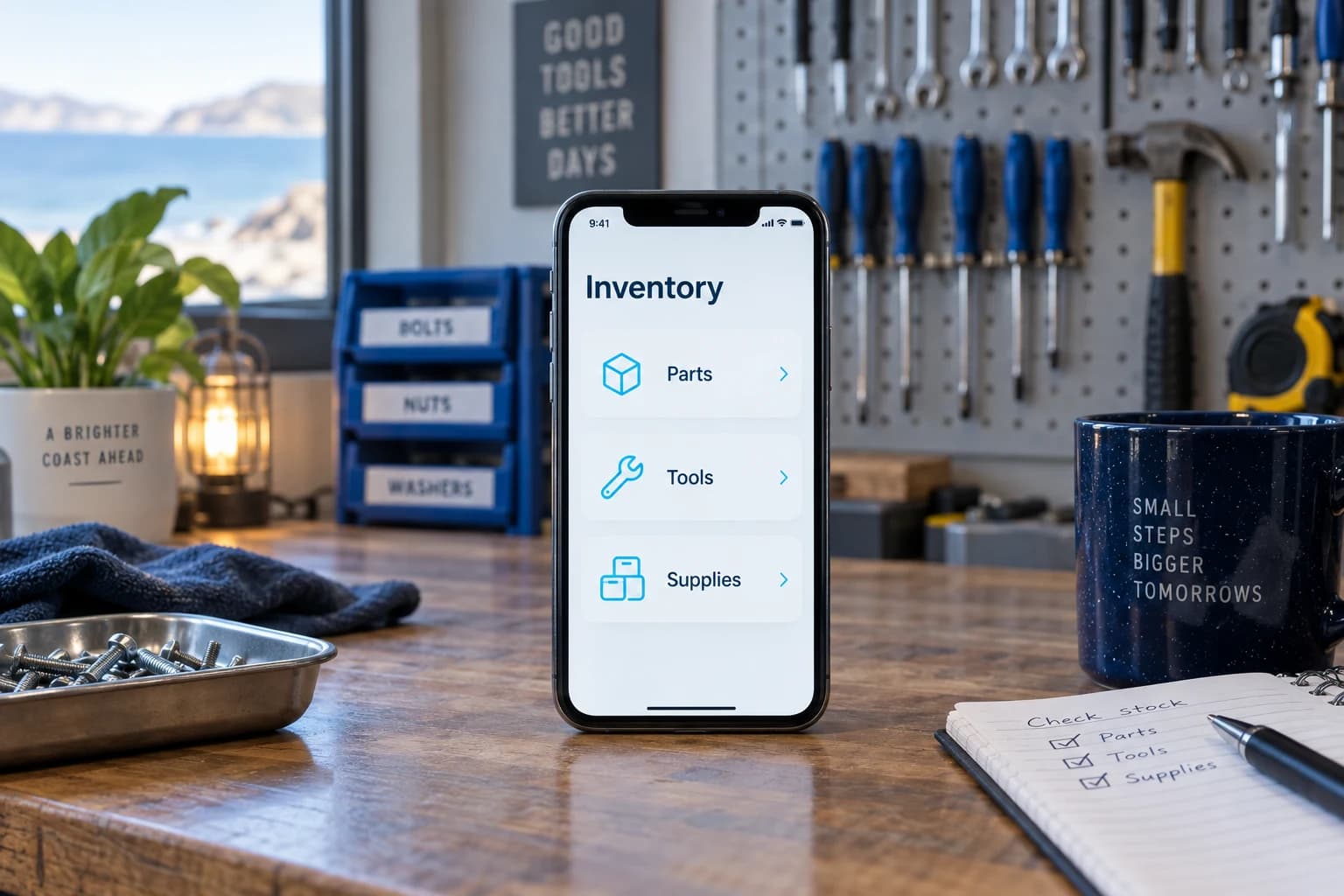 Example mobile inventory app for parts, tools and supplies